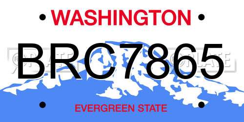 BRC7865 Washington License Plate