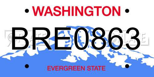 BRE0863 Washington License Plate