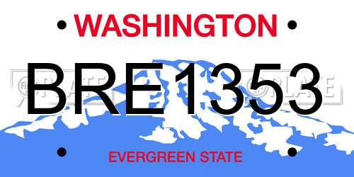 BRE1353 Washington License Plate