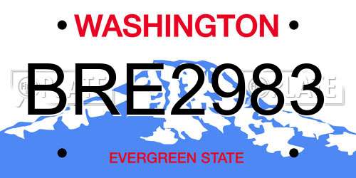 BRE2983 Washington License Plate