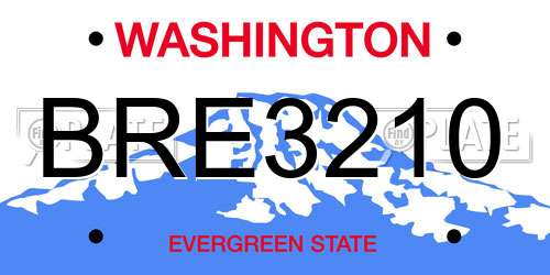 BRE3210 Washington License Plate