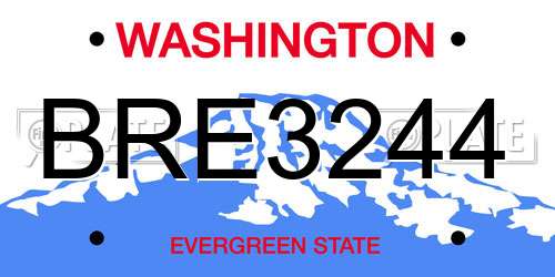 BRE3244 Washington License Plate