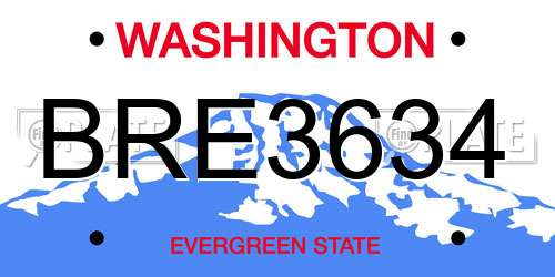 BRE3634 Washington License Plate