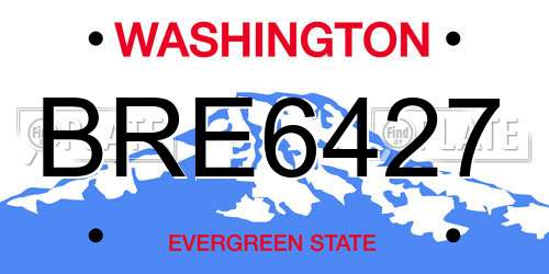 BRE6427 Washington License Plate