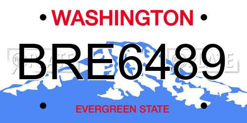 BRE6489 Washington License Plate