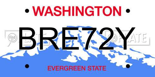 BRE72Y Washington License Plate
