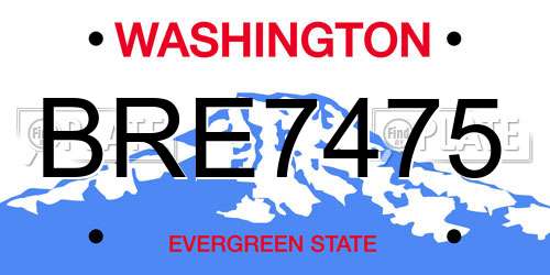 BRE7475 Washington License Plate