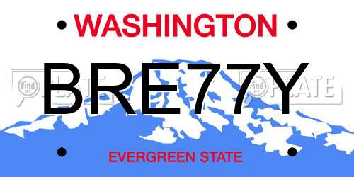 BRE77Y Washington License Plate
