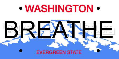 BREATHE Washington License Plate