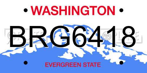 BRG6418 Washington License Plate