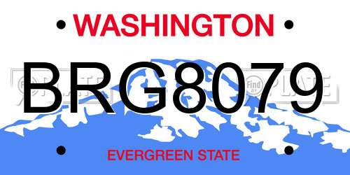 BRG8079 Washington License Plate