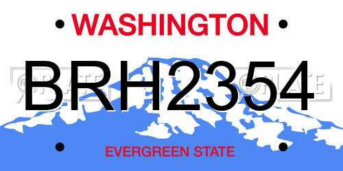 BRH2354 Washington License Plate