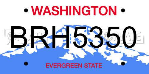 BRH5350 Washington License Plate