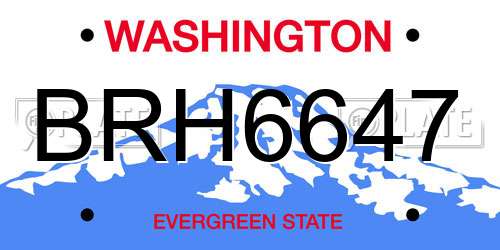BRH6647 Washington License Plate