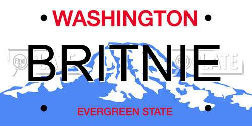 BRITNIE Washington License Plate