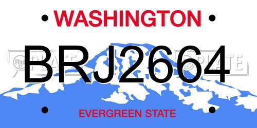 BRJ2664 Washington License Plate