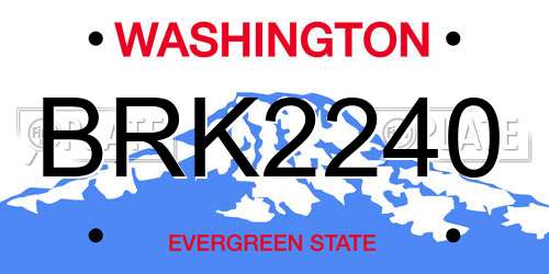 BRK2240 Washington License Plate