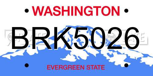 BRK5026 Washington License Plate