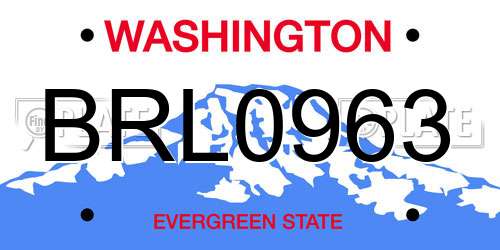 BRL0963 Washington License Plate
