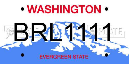 BRL1111 Washington License Plate