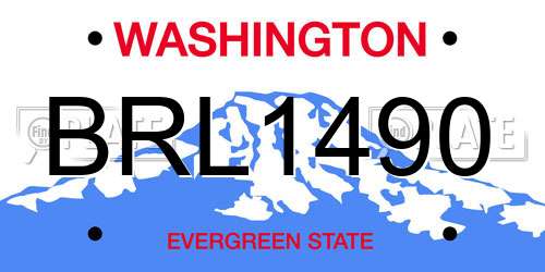 BRL1490 Washington License Plate