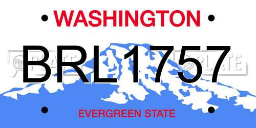 BRL1757 Washington License Plate