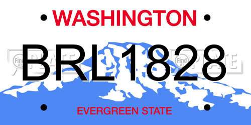 BRL1828 Washington License Plate