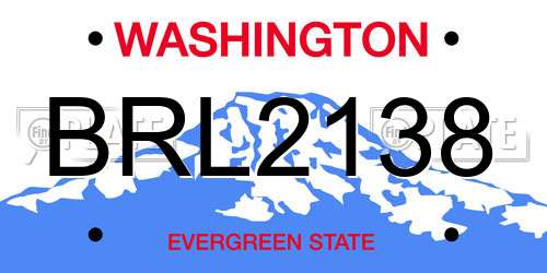 BRL2138 Washington License Plate