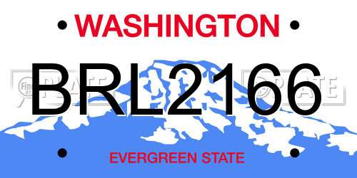 BRL2166 Washington License Plate