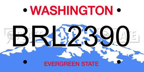 BRL2390 Washington License Plate