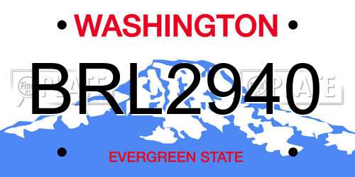 BRL2940 Washington License Plate