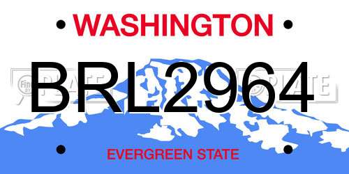 BRL2964 Washington License Plate