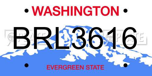 BRL3616 Washington License Plate