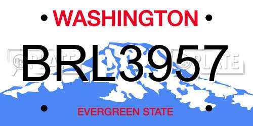 BRL3957 Washington License Plate