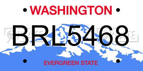 BRL5468 Washington License Plate