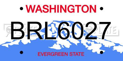 BRL6027 Washington License Plate