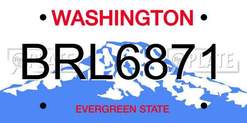 BRL6871 Washington License Plate