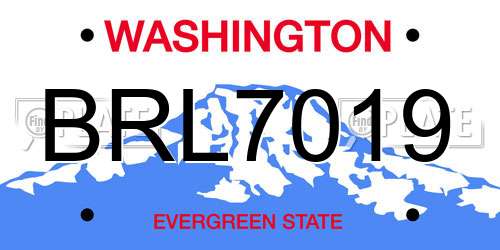 BRL7019 Washington License Plate