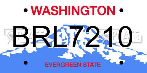 BRL7210 Washington License Plate