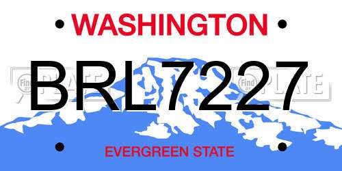 BRL7227 Washington License Plate