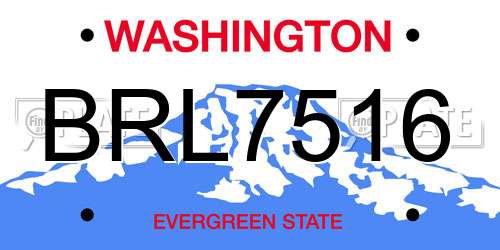 BRL7516 Washington License Plate