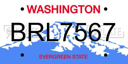 BRL7567 Washington License Plate