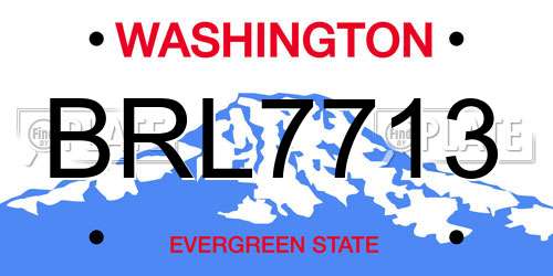 BRL7713 Washington License Plate