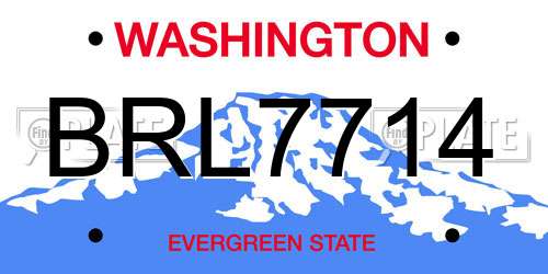 BRL7714 Washington License Plate