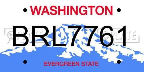 BRL7761 Washington License Plate