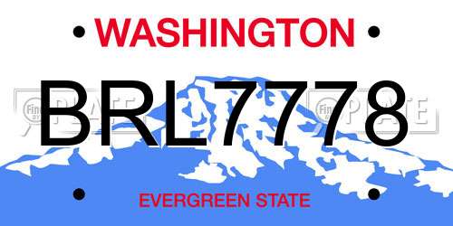 BRL7778 Washington License Plate