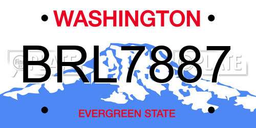 BRL7887 Washington License Plate