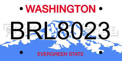 BRL8023 Washington License Plate