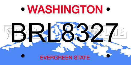 BRL8327 Washington License Plate