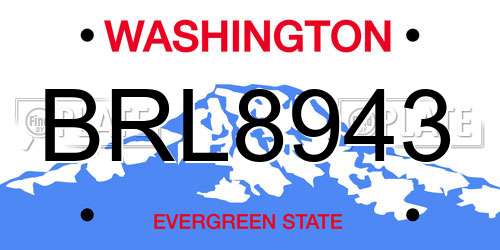 BRL8943 Washington License Plate